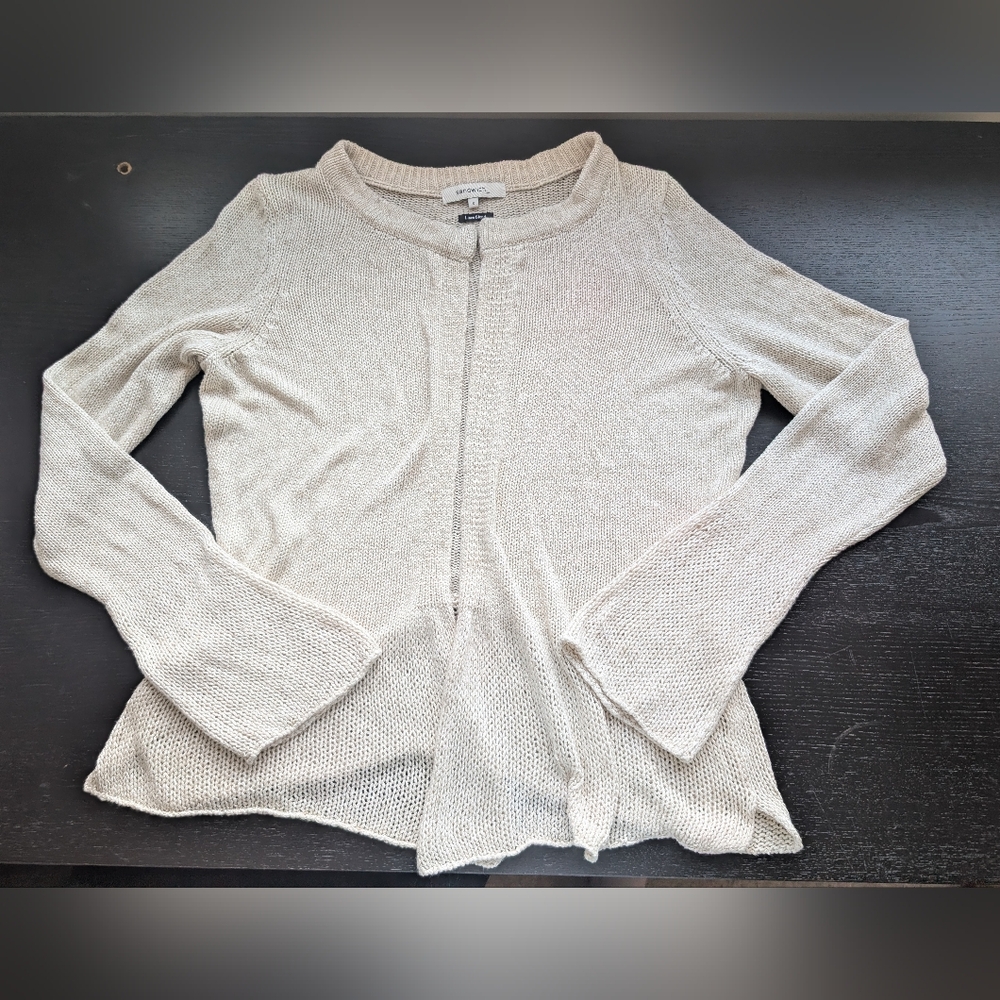 Eileen Fisher Cream Open-Knit Lightweight Cardigan